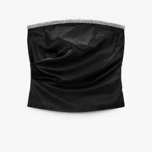 Zara Shiny Satin Effect Bustier Corset Rhinestone